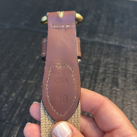 Zep-Pro Fish Canva Leather Brown Beige Coastal Belt size 38 - Picture 5 of 9